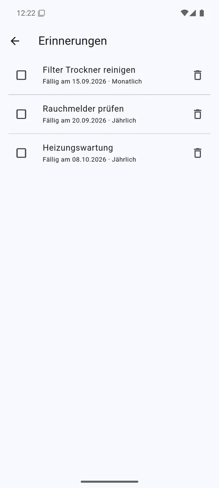 MyLiva-App: Erinnerungen wie Filter reinigen, Rauchmelder prüfen und Heizungswartung mit Fälligkeit